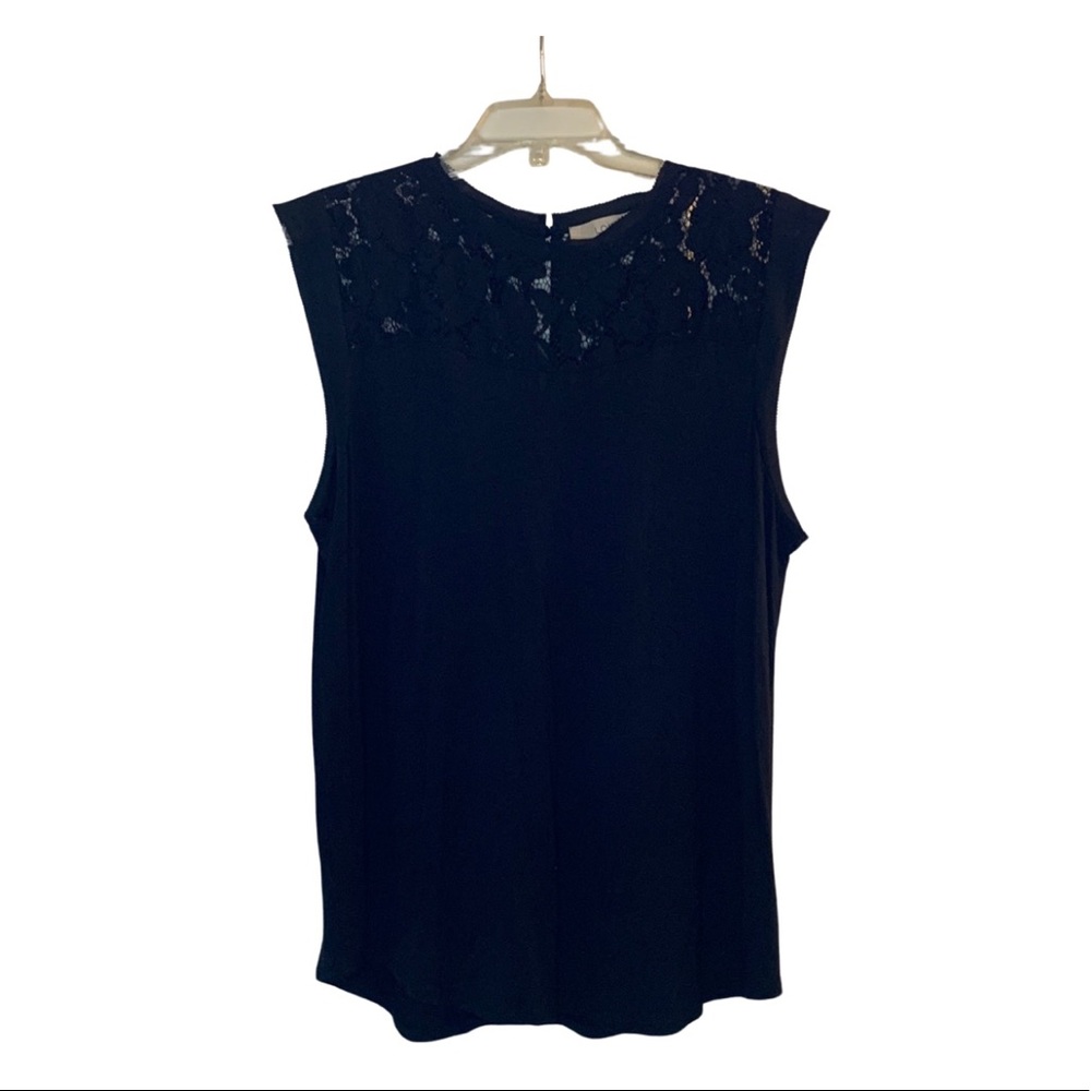Anne Taylor Loft black lace sleeveless blouse size XXL